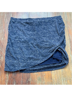 Bella Luxx Navy Blue Heathered Ruched Skirt Small
